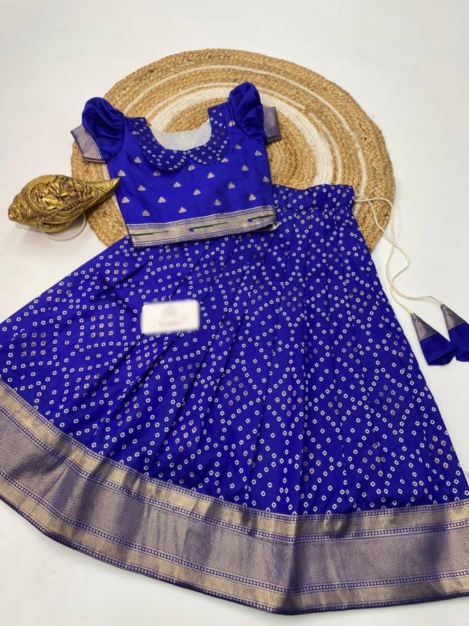 Ajd 7924 Heavy pure bandhani weaving silk Kids Girls Lehenga Choli Wholesale Online